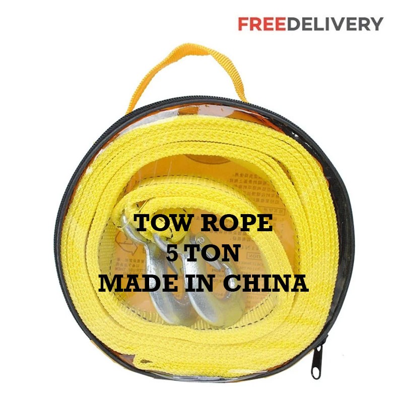 Heavy Duty Tow Strap With Safety Hooks, Polyester Tow Rope, Pull Rope,  Yellow 4 Meters, 5 Tons