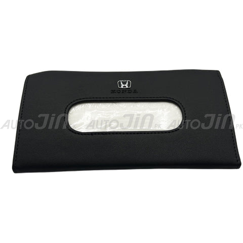 Car Sun Visor Leather Hanging Tissue Box Honda - Black