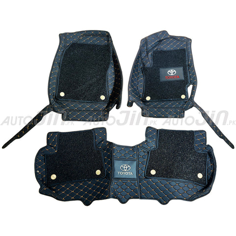 Luxury 9D Toyota Corolla Cross Mats with Carpet - Black and Rust 2021-24