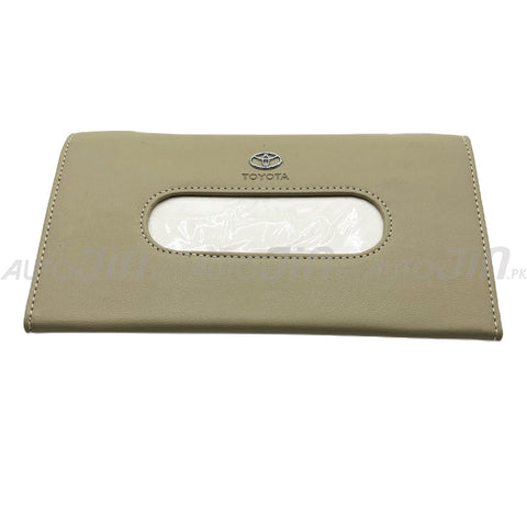 Car Sun Visor Leather Hanging Tissue Box Toyota - Beige