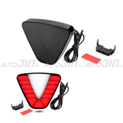 Universal F1 Style LED Strobe Rear Third Brake Lamp Stop Tail Light Lamp Triangle - Red & White