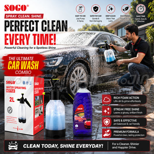 2L Portable Water Spraying Bottle With Sogo Foam & Shampoo Wax 1L 1000