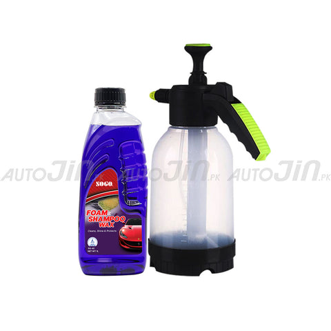 2L Portable Water Spraying Bottle With Sogo Foam & Shampoo Wax 1L