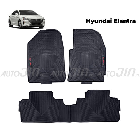 Hyundai Elantra  2021-2024 Latex Imported Rubber Floor Mats Black