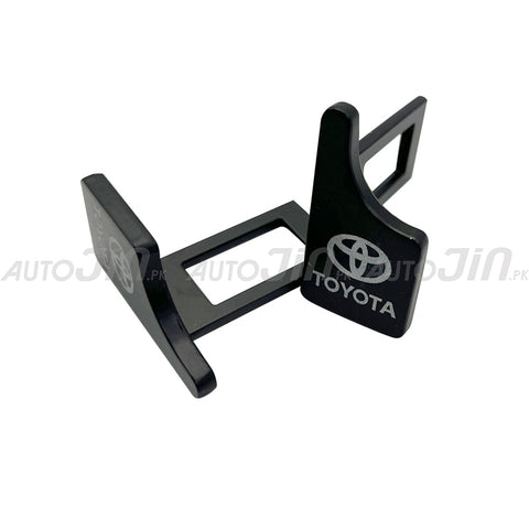 Metal Thumb Push Seat Belt Clip Black - Toyota Logo