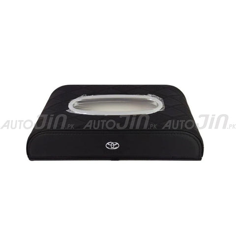 Toyota Logo 7D PU Leather Tissue Box - Black