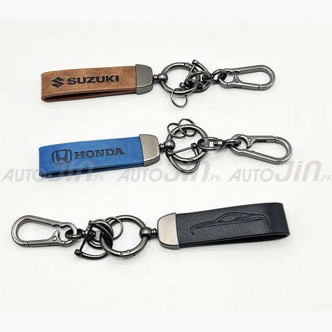 Premium Keychain Metal Ring & PU Leather Strap - Multicolour