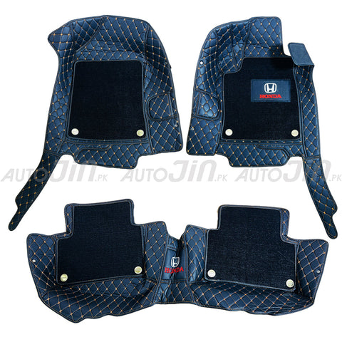 SOGO Luxury 9D Honda Civic Mats with Carpet - Black and Rust 2022