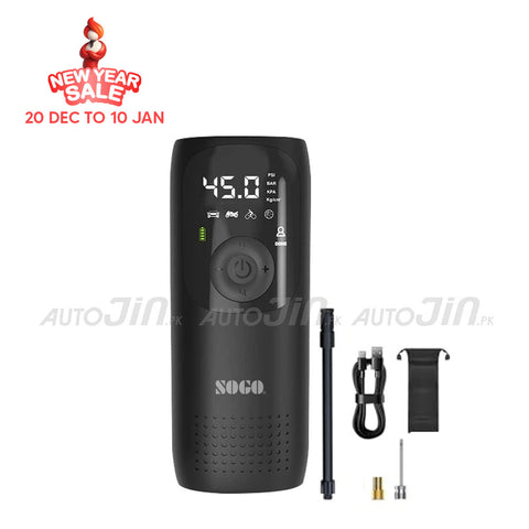 Sogo 5,000mAh Electric Smart Digital Display Tire Inflator & Power Bank With Led Light LP2-P