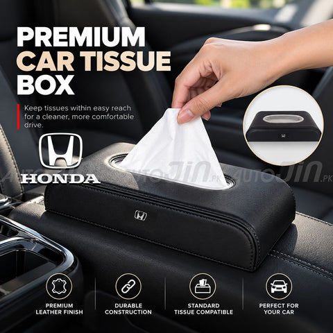 High Quality Tissue Box for Car - Honda Logo - Pu Leather - Black