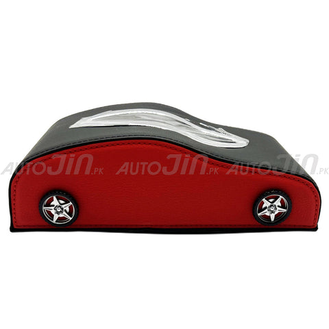 Exclusive Car-Shape Leather Tissue Box - Black & Red