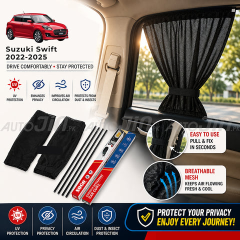 Sogo Suzuki Swift 2022-2025 Custom Fit Retractable Curtains Sliders Railing
