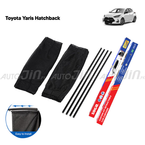 Sogo Toyota Yaris Hatchback Custom Fit Retractable Curtains Sliders Railing