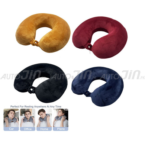 U-Shaped Velvet Neck Support Pillow for Travel, Sleeping Rest, Car, Home & Office  - Multicolour