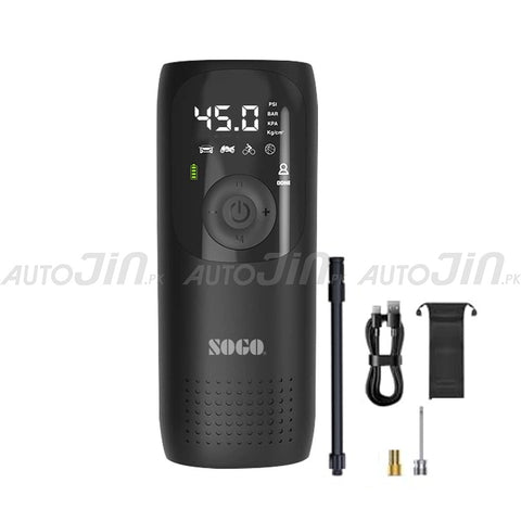 Sogo 5,000mAh Electric Smart Digital Display Tire Inflator & Power Bank With Led Light LP2-P