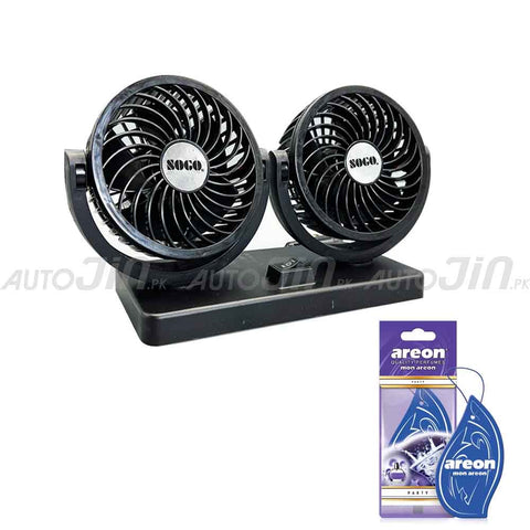 SOGO Double Headed Fan 12v with Free Areon Hanging Card Multi