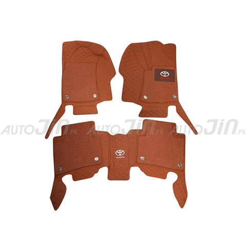 SOGO Luxury 9D Toyota Fortuner 2017-22 Mats with Carpet - Rust and Rust