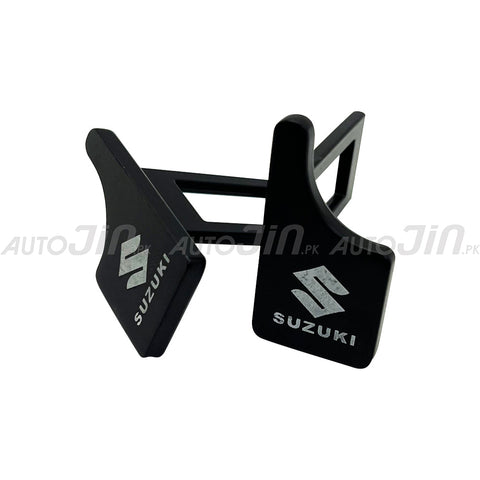 Metal Thumb Push Seat Belt Clip Black - Suzuki Logo