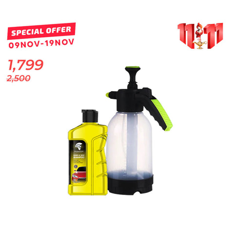 2L Portable Water Spraying Bottle With Gladiator Wash Wax and Shampoo 450ML