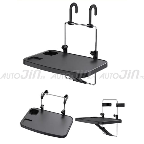 Multifunction Car Back Seat & Steering Wheel Portable Folding Tray with Drink Holder