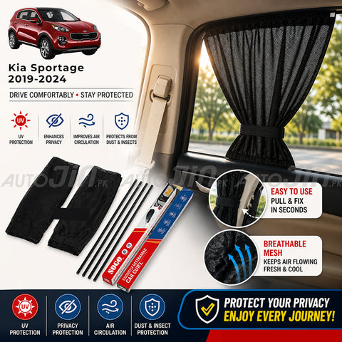 Sogo Kia Sportage 2019-2024 Custom Fit Retractable Curtains Sliders Railing