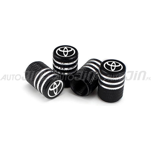 Toyota Logo Car Wheel Tire Valve Caps Black - 4 Pcs