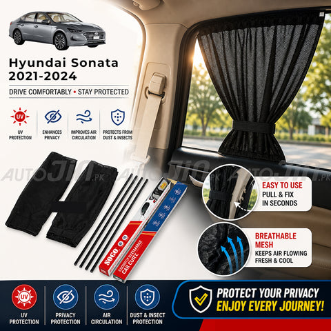 Sogo Hyundai Sonata 2021-2024 Custom Fit Retractable Curtains Sliders Railing