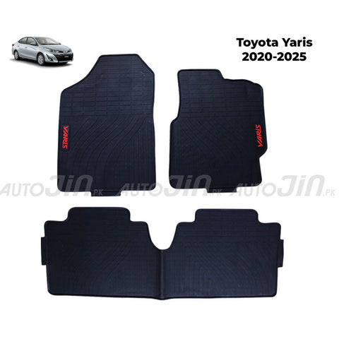 Toyota Yaris 2020-2025 Latex Imported Rubber Floor Mats Black