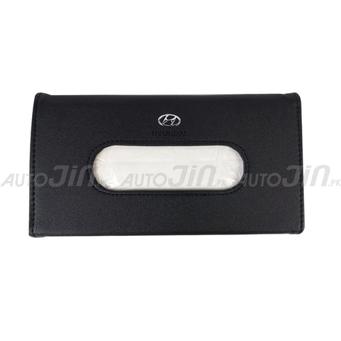 Car Sun Visor Leather Hanging Tissue Box Hyundai - Black