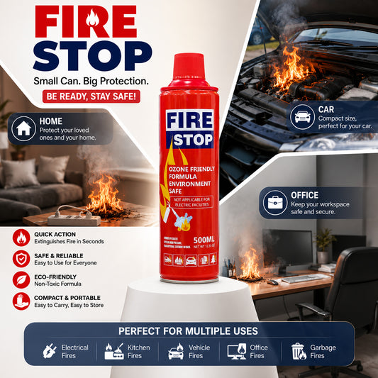 Fire Stop Multi-Purpose Fire Extinguisher Spray 500ml - Portable Spray Safety 1000