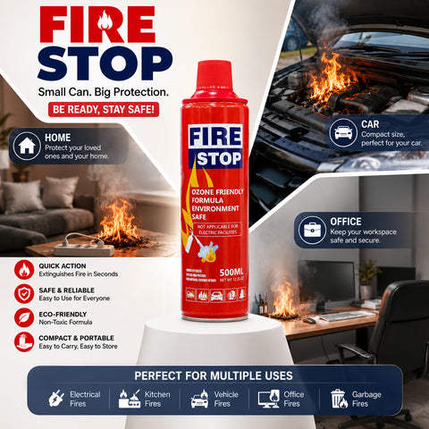 Fire Stop Multi-Purpose Fire Extinguisher Spray 500ml - Portable Spray Safety
