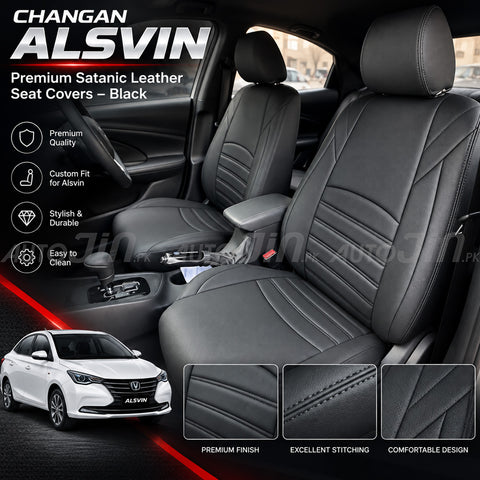 Changan Alsvin 2021-2026 Premium Satanic Leather Seat Covers – Black