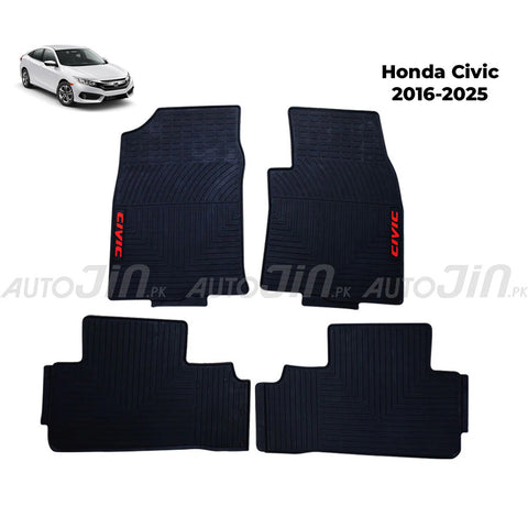Honda Civic 2016-2021 Latex Imported Rubber Floor Mats Black