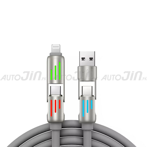 SOGO USB C + Lightning cable 4-IN-1 USB C Cable 100w Fast Charging Silicone RGB Charge SG-36