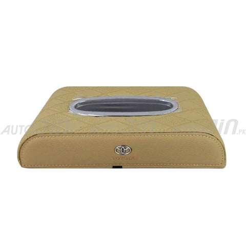 Toyota Logo 7D PU Leather Tissue Box - Beige