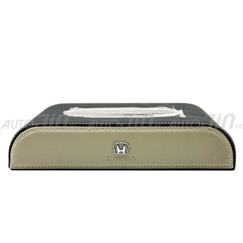 High Quality Tissue Box for Car - Honda Logo - PU Leather - Black & Beige