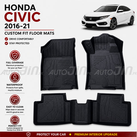 Honda Civic 2016-2021 TPE Floor Mats Premium