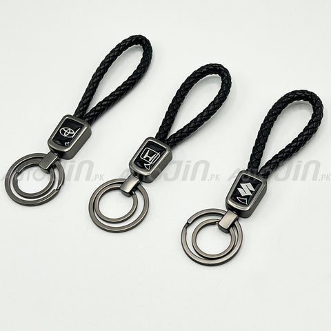 Rope Leather Keychain Metal