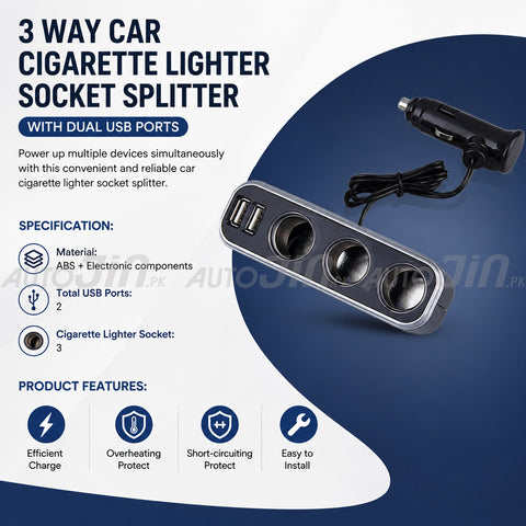 Universal Car Cigarette Lighter Adapter illuminant Sockets 3.1A Output Dual USB Ports DC 12V/24V