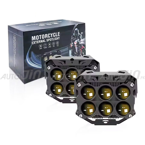 High Power 6 Lenses LED Spotlight 70W White Yellow Strong Brightness Fog Light for Bike Car Truck SUV