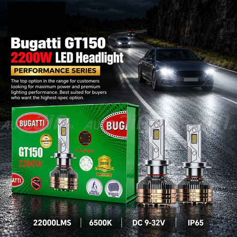 Bugatti GT150 2200W LED Headlight – Performance Series - (12 Months Warranty)