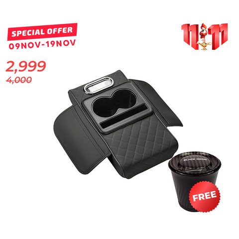 Universal Armrest Pad Car Center Console PU Leather Cushion With 2 Cup Holders