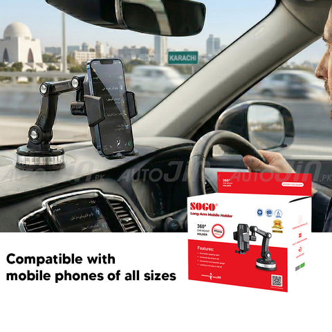 Car Long Arm Mobile Holder Suction Cup Mobile Holder For Dashboard & Windscreen