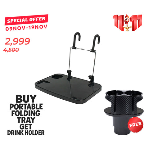 Multifunction Car Back Seat Portable Folding Tray with Drink Holder