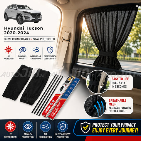 Sogo Hyundai Tucson 2020-2024 Custom Fit Retractable Curtains Sliders Railing