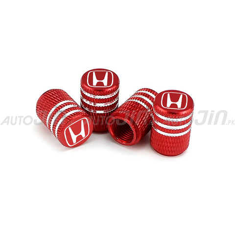 Honda Logo Car Wheel Tire Valve Caps Red - 4 Pcs