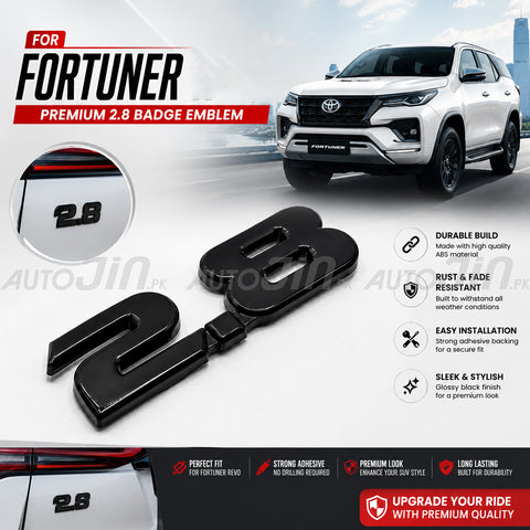 2.8 Black Rear Trunk Logo Emblem For Toyota Fortuner