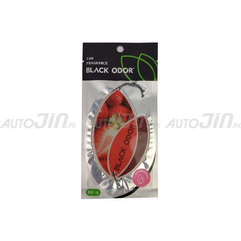 Black Odor Air Freshener Hanging Card - Strawberry