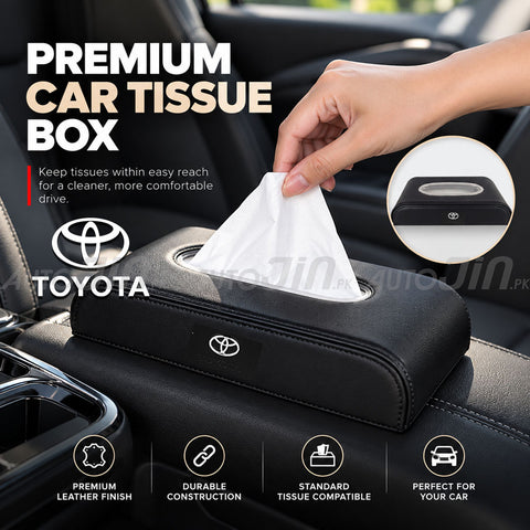 High Quality Tissue Box for Car - Toyota Logo - Pu Leather - Black