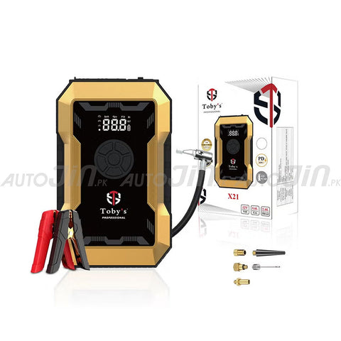 Toby's X21 Jump Starter With Compressor 10,000mAh 37WH Power Bank For Diesel & Petrol